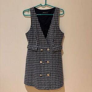 Allegra K Black and White Checkered Mini Dress